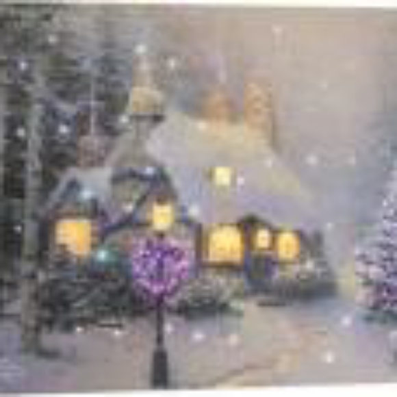 Thomas Kinkade  Stonehearth Fiber Optic Tapestry - Picture 2 of 3